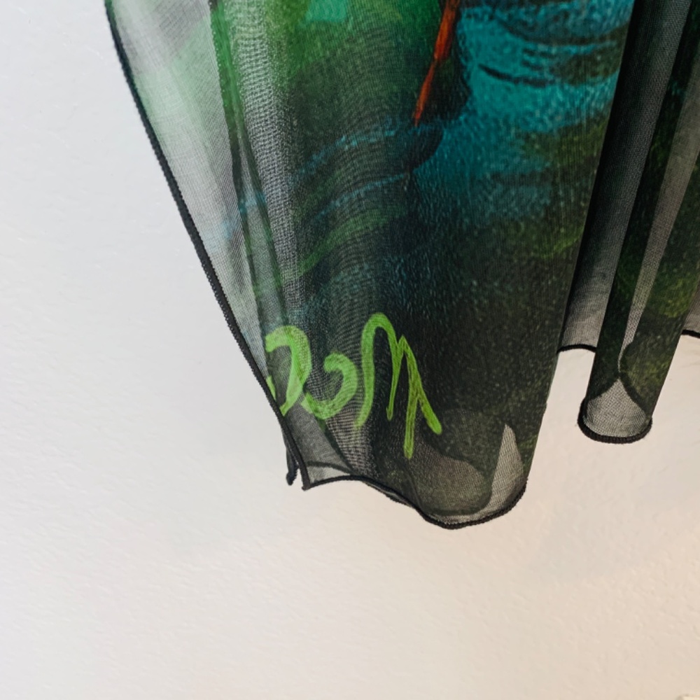 Le Galeriste Kimono Dragonfly Print Womens One Size Green Open Front Artsy Sheer - Picture 12 of 16